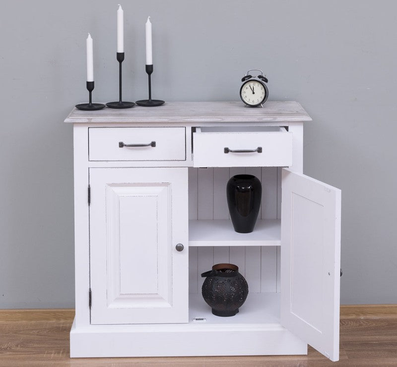 Kommode Altweiß Landhausmöbel Kiefernholz Massiv 85x85x35 cm