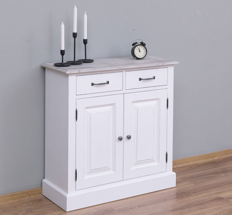 Kommode Altweiß Landhausmöbel Kiefernholz Massiv 85x85x35 cm