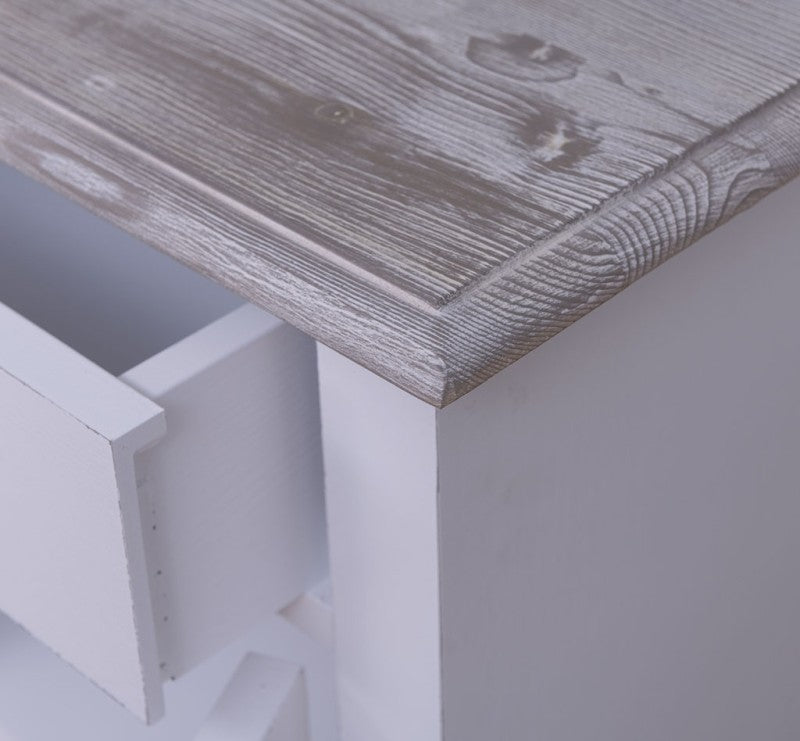 Kommode Altweiß Landhausmöbel Kiefernholz Massiv 85x85x35 cm