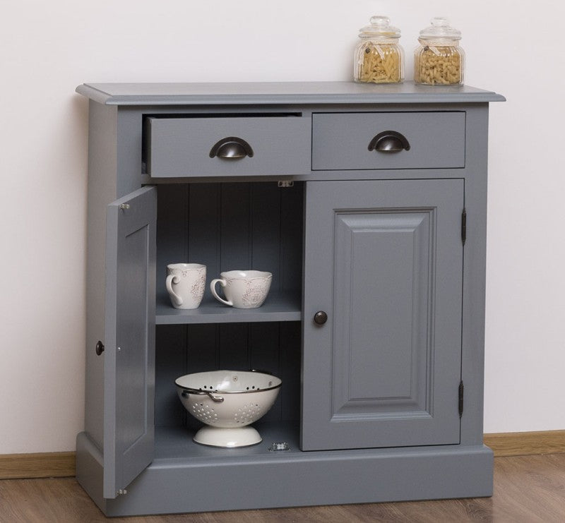 Kommode Grau Landhausmöbel Kiefernholz Massiv 85x85x35 cm