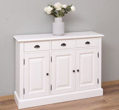 Sideboard Landhausmöbel Weiß 120x85x35 cm Kiefernholz massiv
