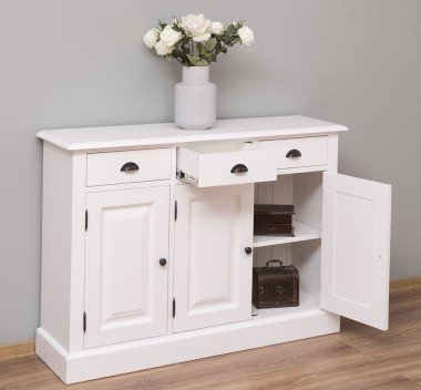 Sideboard Landhausmöbel Weiß 120x85x35 cm Kiefernholz massiv