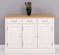 Sideboard Landhausmöbel Weiß Natur 120x85x35 cm Kiefernholz Eichenholz massiv