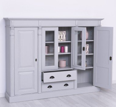 Büffet 180x140x39 cm Kiefernholz massiv mit 4 Türen und 2 Schubladen
