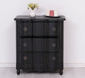 Landhaus Kommode Schwarz 80x90x46 cm Kiefernholz massiv