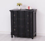 Landhaus Kommode Schwarz 80x90x46 cm Kiefernholz massiv