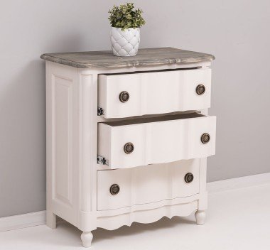 Landhaus Kommode Weiß 80x90x46 cm Kiefernholz massiv