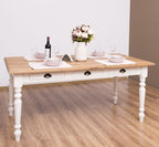Esstisch mit 3 Schubladen Kiefernholz Eichenholz Massiv 160x78x90 cm