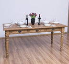 Esstisch mit 3 Schubladen Kiefernholz Massiv gewachst 180x78x90 cm