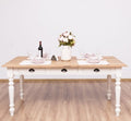 Esstisch mit 3 Schubladen Kiefernholz Eichenholz Massiv 180x78x90 cm