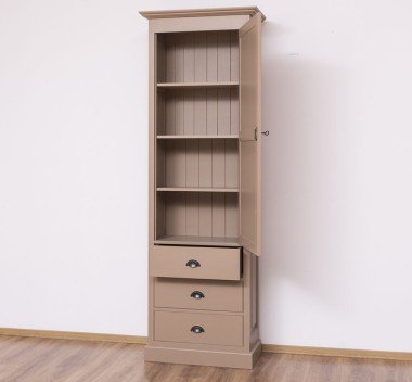 Landhausstil Schrank Sand Beige 75x220x40 cm Kiefernholz massiv