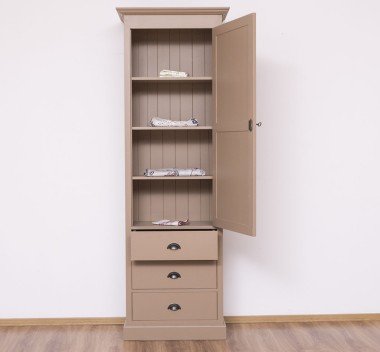 Landhausstil Schrank Sand Beige 75x220x40 cm Kiefernholz massiv