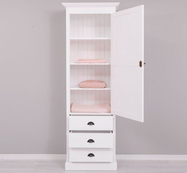 Landhaus Schrank Weiß 75x220x40 cm Kiefernholz massiv