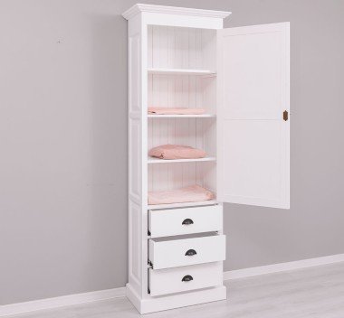 Landhaus Schrank Weiß 75x220x40 cm Kiefernholz massiv