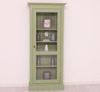 Landhausmöbel Vitrine Salbei Grün 79x180x30 cm  Kiefernholz massiv