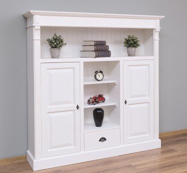 Landhaus Büffet Weiß 160x160x39 cm Kiefernholz massiv