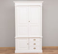 Landhaus Schrank Creme 121x210x59 cm Kiefernholz massiv