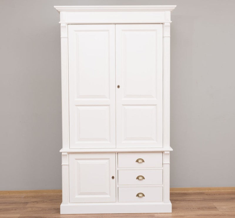 Landhaus Schrank Creme 121x210x59 cm Kiefernholz massiv
