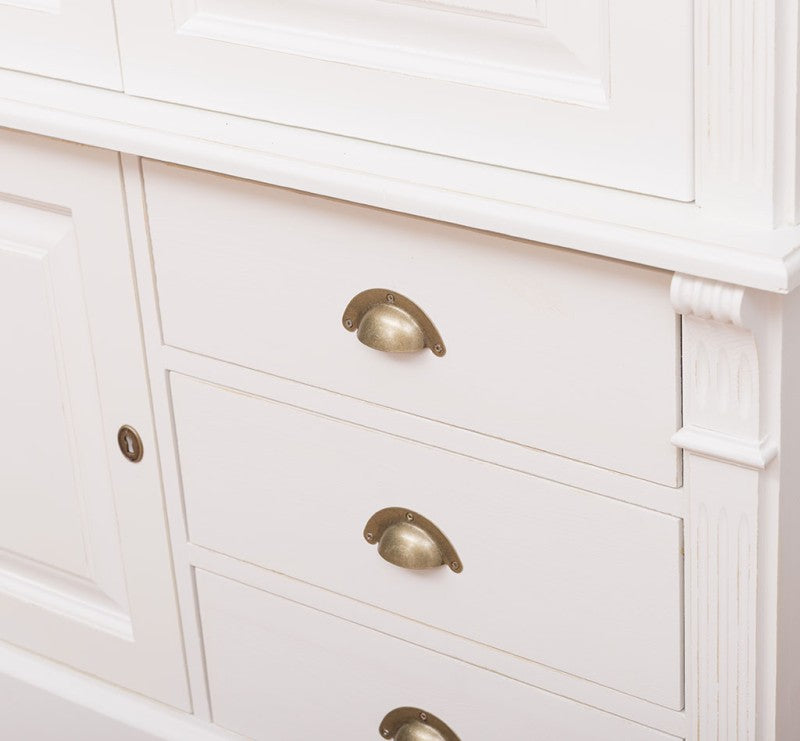 Landhaus Schrank Creme 121x210x59 cm Kiefernholz massiv