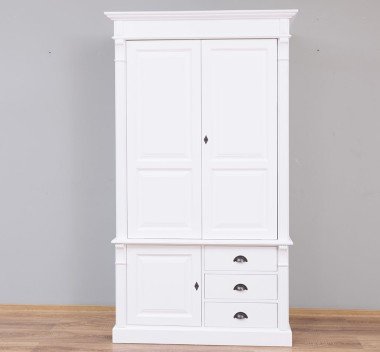 Landhaus Schrank Weiß 121x210x59 cm Kiefernholz massiv