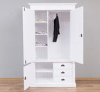 Landhaus Schrank Weiß 121x210x59 cm Kiefernholz massiv
