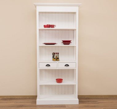 Landhausstil Regal Weiß Kiefernholz Massiv 91x197x39 cm
