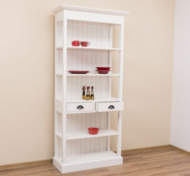 Landhausstil Regal Weiß Kiefernholz Massiv 91x197x39 cm