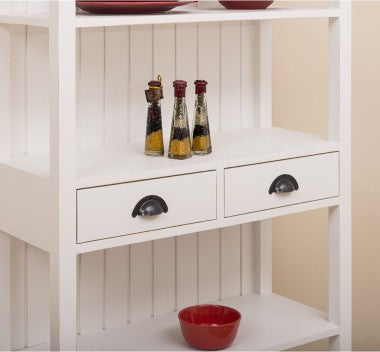 Landhausstil Regal Weiß Kiefernholz Massiv 91x197x39 cm