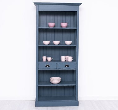 Bücherregal Landhausmöbel Blau Kiefernholz Massiv 91x197x39 cm