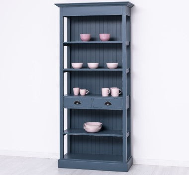 Bücherregal Landhausmöbel Blau Kiefernholz Massiv 91x197x39 cm