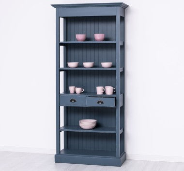 Bücherregal Landhausmöbel Blau Kiefernholz Massiv 91x197x39 cm