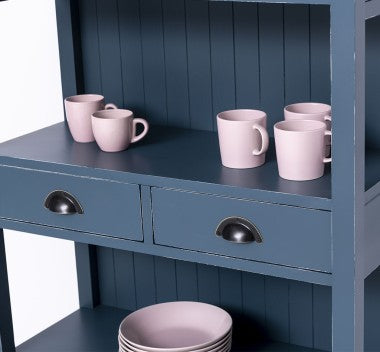 Bücherregal Landhausmöbel Blau Kiefernholz Massiv 91x197x39 cm