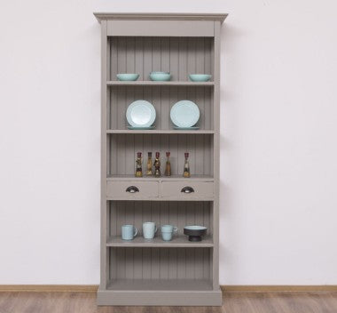 Landhaus Bücherregal Anthrazit Grau Kiefernholz Massiv 91x197x39 cm