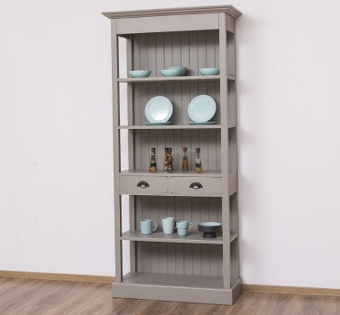 Landhaus Bücherregal Anthrazit Grau Kiefernholz Massiv 91x197x39 cm