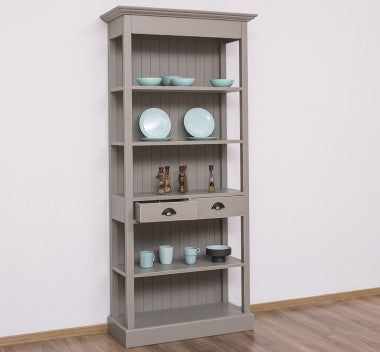 Landhaus Bücherregal Anthrazit Grau Kiefernholz Massiv 91x197x39 cm