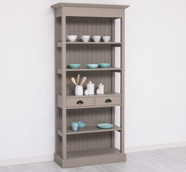 Landhausmöbel Bücherregal Anthrazit Grau Kiefernholz Massiv 91x197x39 cm