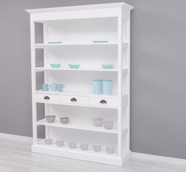 Landhaus Bücherregal Weiß Kiefernholz Massiv 141x197x39 cm