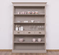 Landhaus Bücherregal Grau Beige Kiefernholz Massiv 141x197x39 cm