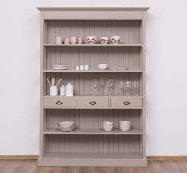 Landhaus Bücherregal Grau Beige Kiefernholz Massiv 141x197x39 cm