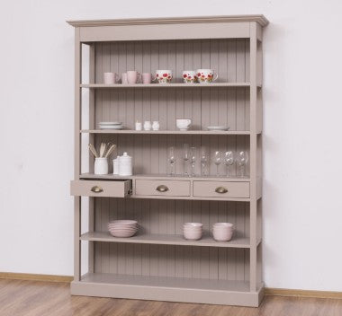 Landhaus Bücherregal Grau Beige Kiefernholz Massiv 141x197x39 cm