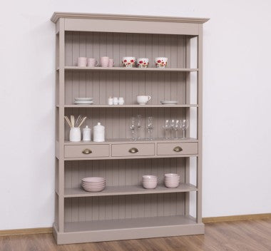 Landhaus Bücherregal Grau Beige Kiefernholz Massiv 141x197x39 cm