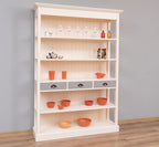 Landhausmöbel Bücherregal Weiß Kiefernholz Massiv 141x197x39 cm