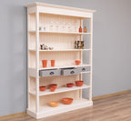 Landhausmöbel Bücherregal Weiß Kiefernholz Massiv 141x197x39 cm
