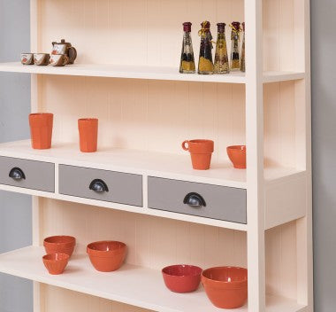 Landhausmöbel Bücherregal Weiß Kiefernholz Massiv 141x197x39 cm