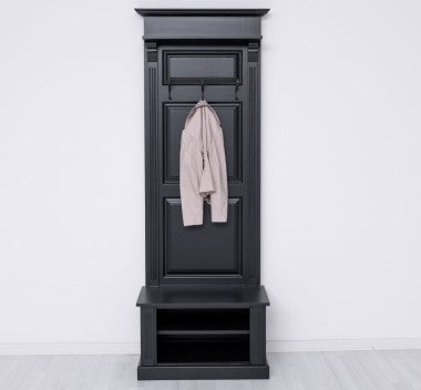 Landhausmöbel Garderobe Schwarz 80x210x41 cm Kiefernholz massiv