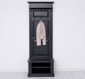 Landhausmöbel Garderobe Schwarz 80x210x41 cm Kiefernholz massiv