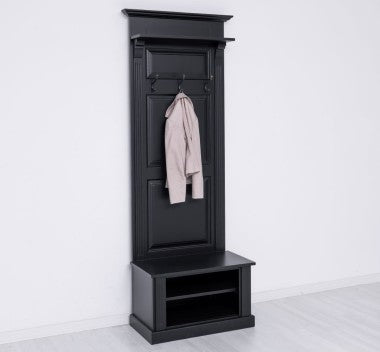 Landhausmöbel Garderobe Schwarz 80x210x41 cm Kiefernholz massiv