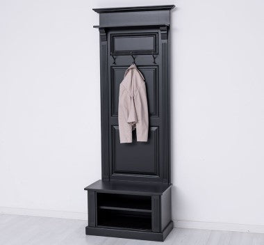 Landhausmöbel Garderobe Schwarz 80x210x41 cm Kiefernholz massiv