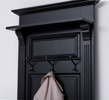 Landhausmöbel Garderobe Schwarz 80x210x41 cm Kiefernholz massiv
