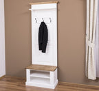 Landhaus Garderobe Weiß Natur 80x210x41 cm Kiefernholz massiv